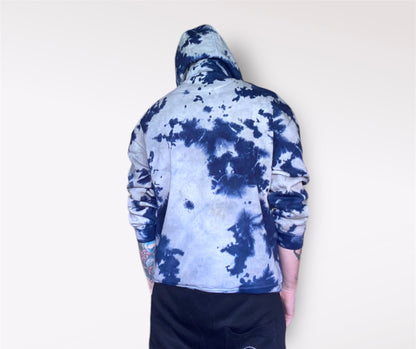 Handmade Custom Blue Distressed Hoodie Back